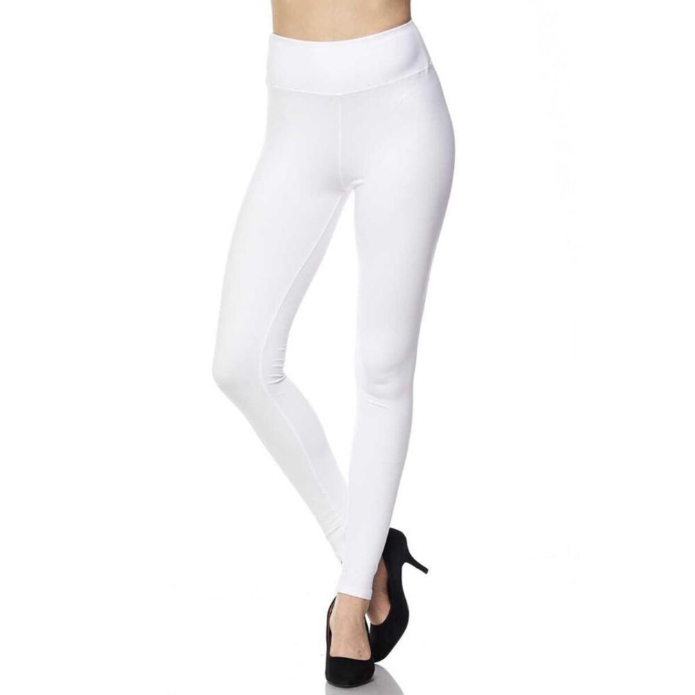 World of Leggings Brushed High Waisted Plus Size Basic Solid Leggings - 3 Inch